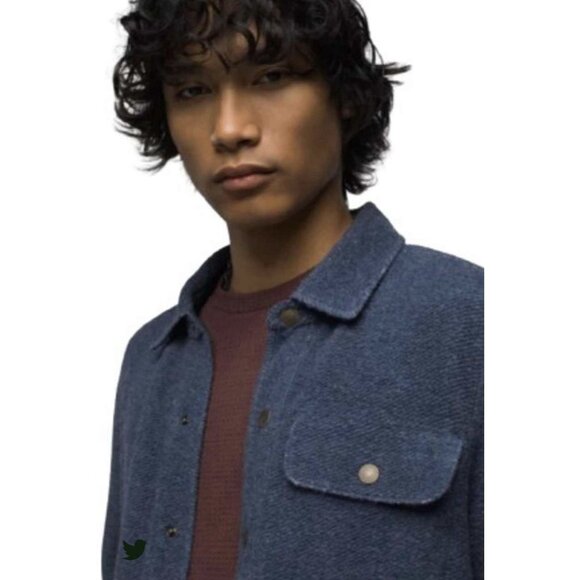 prAna IncrediWool Overshirt Men's Medium Stormy Night Heather Slim NWT MSRP $175 - Picture 3 of 12
